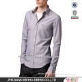 100%Cotton Men casual Chambray long Sleeve shirt with contrast collar and S,M,L,XL,XXL